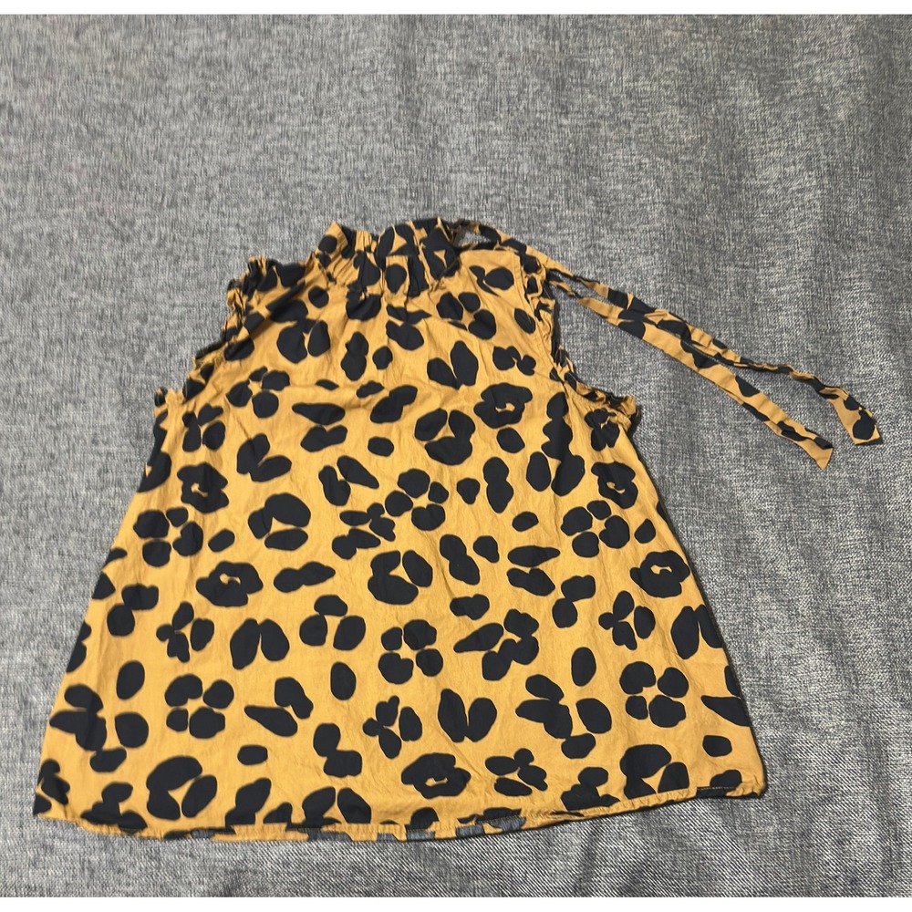 Who What Wear Women's S Tank Top Leopard Print Halter Neck Ruffle Sleeveless